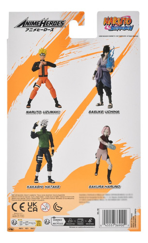 Foto 4 pulgar | Naruto Shippuden Naruto Uzumaki Anime Heroes 15cm Bandai