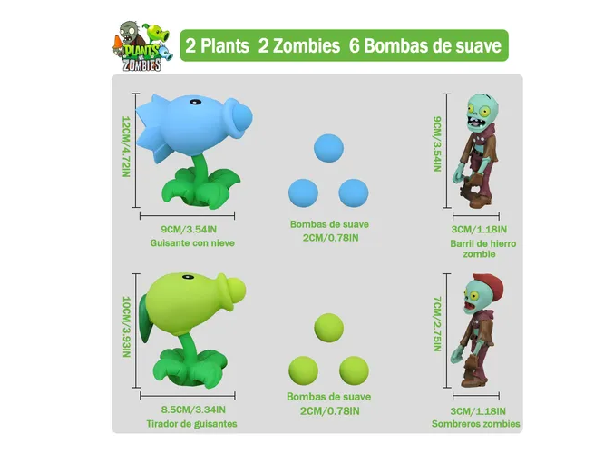 Foto 3 pulgar | Xtellar Kit De 2pcs Juguete Coleccionable De Plantas Vs Zombies Únicos Modelos