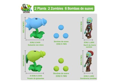 Foto 2 | Xtellar Kit De 2pcs Juguete Coleccionable De Plantas Vs Zombies Únicos Modelos