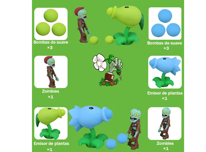 Foto 4 pulgar | Xtellar Kit De 2pcs Juguete Coleccionable De Plantas Vs Zombies Únicos Modelos