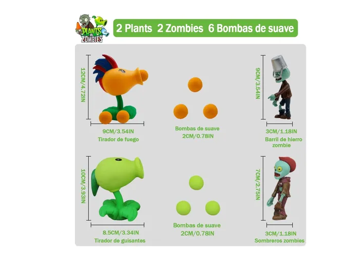 Foto 3 pulgar | Xtellar Kit De 2pcs Juguete Coleccionable De Plantas Vs Zombies Únicos Modelos