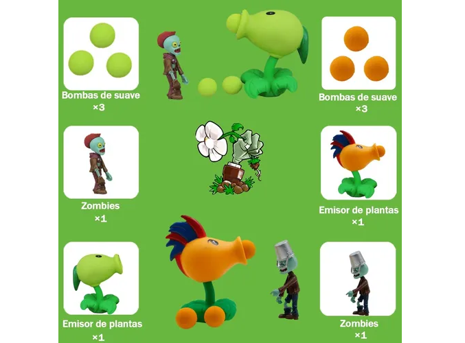 Foto 3 | Xtellar Kit De 2pcs Juguete Coleccionable De Plantas Vs Zombies Únicos Modelos