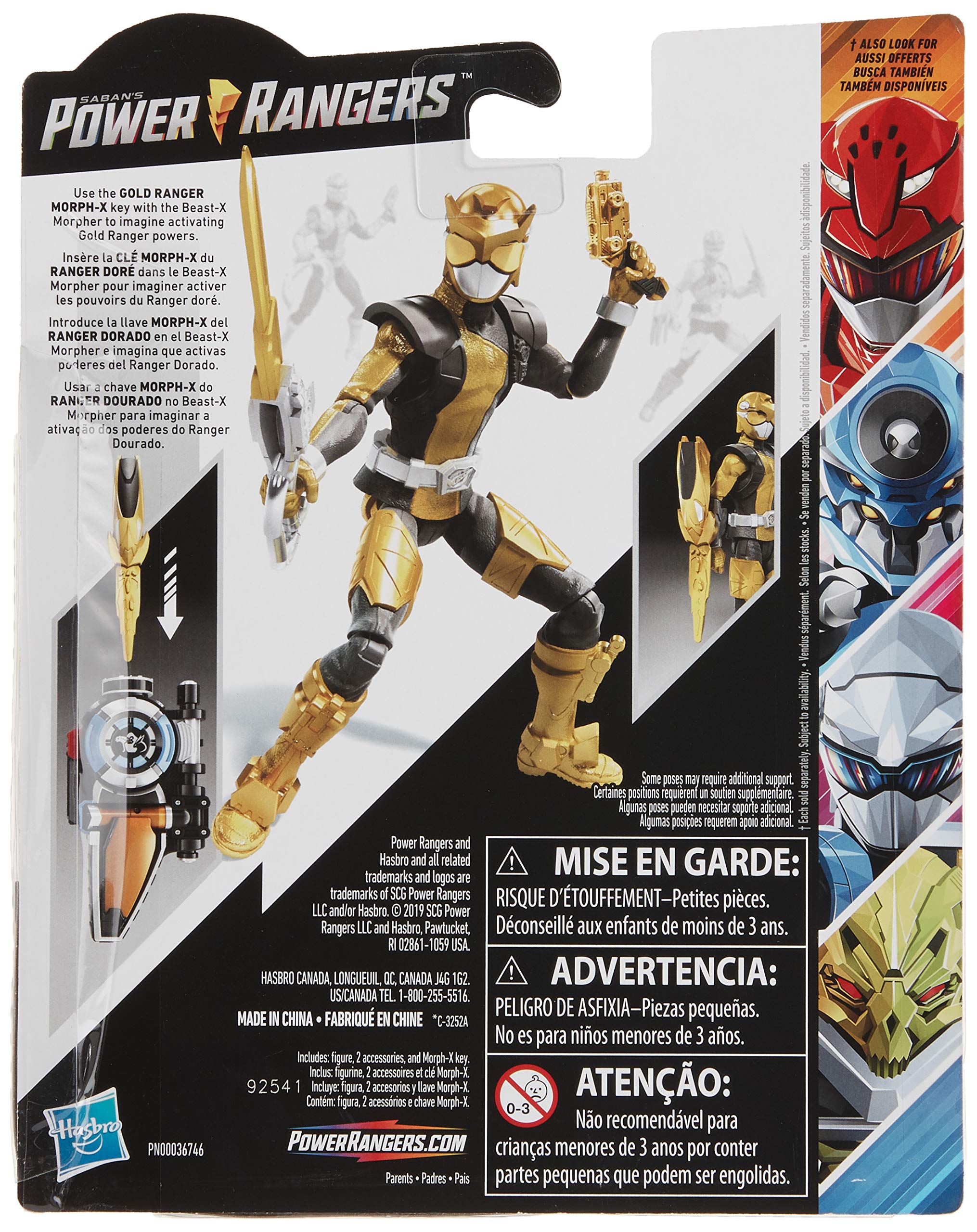 Foto 3 | Figura De Acción Hasbro Power Rangers Beast Morphers Gold Ranger - Venta Internacional.