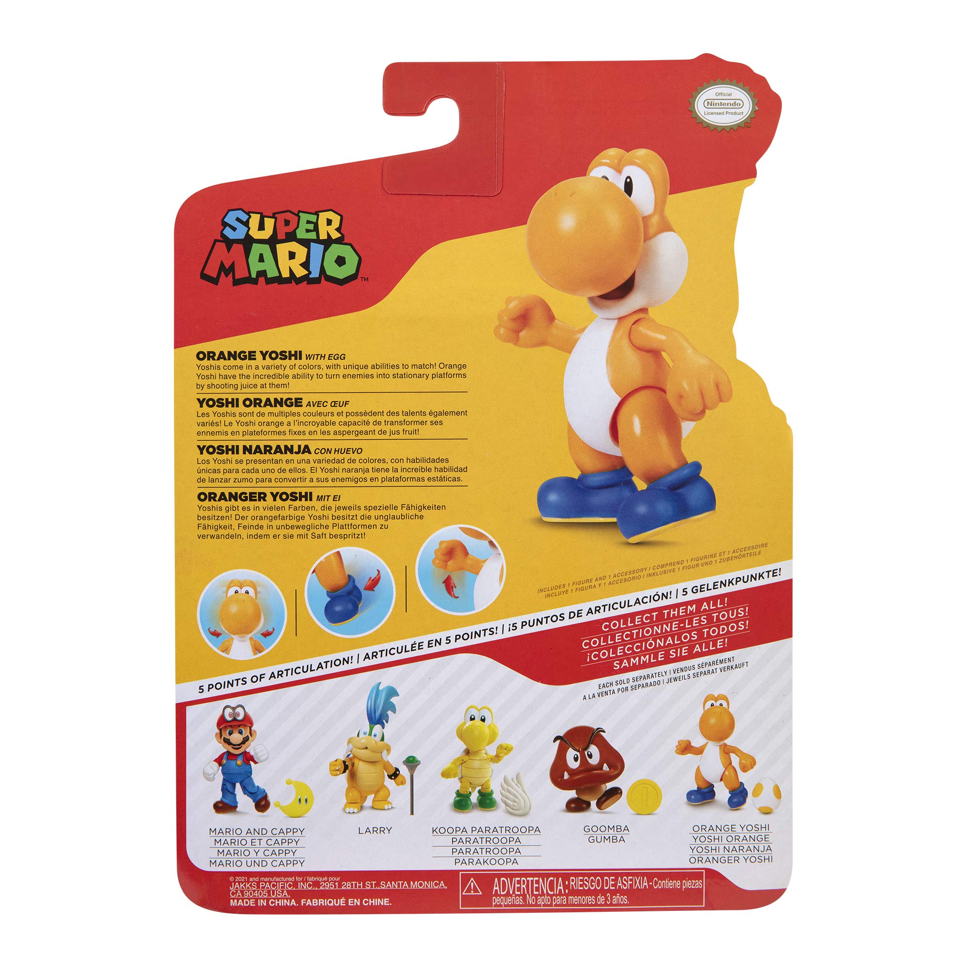 Foto 8 pulgar | Figura De Acción Super Mario Orange Yoshi De 10 Cm Con Accesorio De Huevo - Venta Internacional.