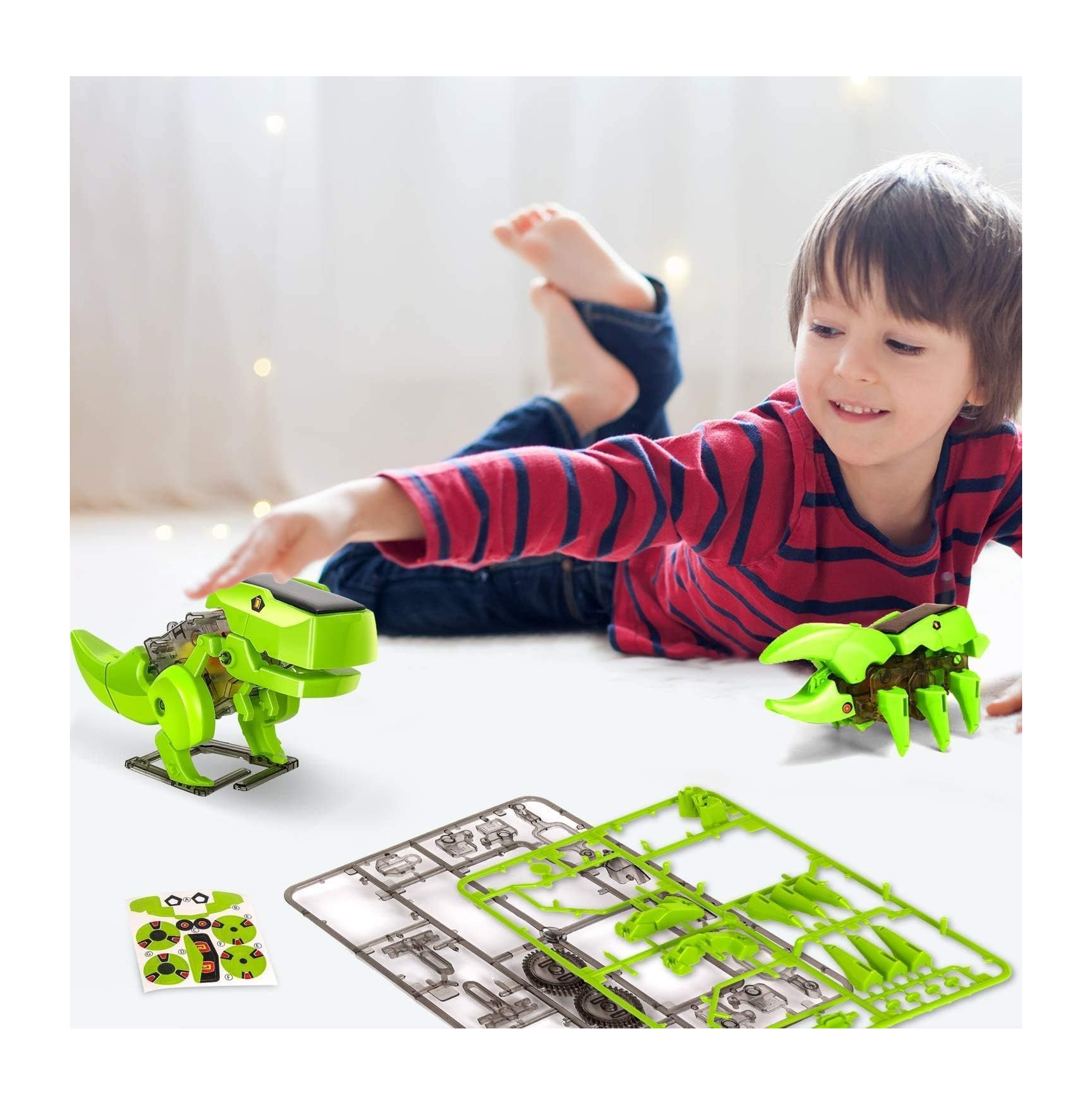 Foto 3 pulgar | Juguete Dinosaurio Robot Solar Verde para Niños