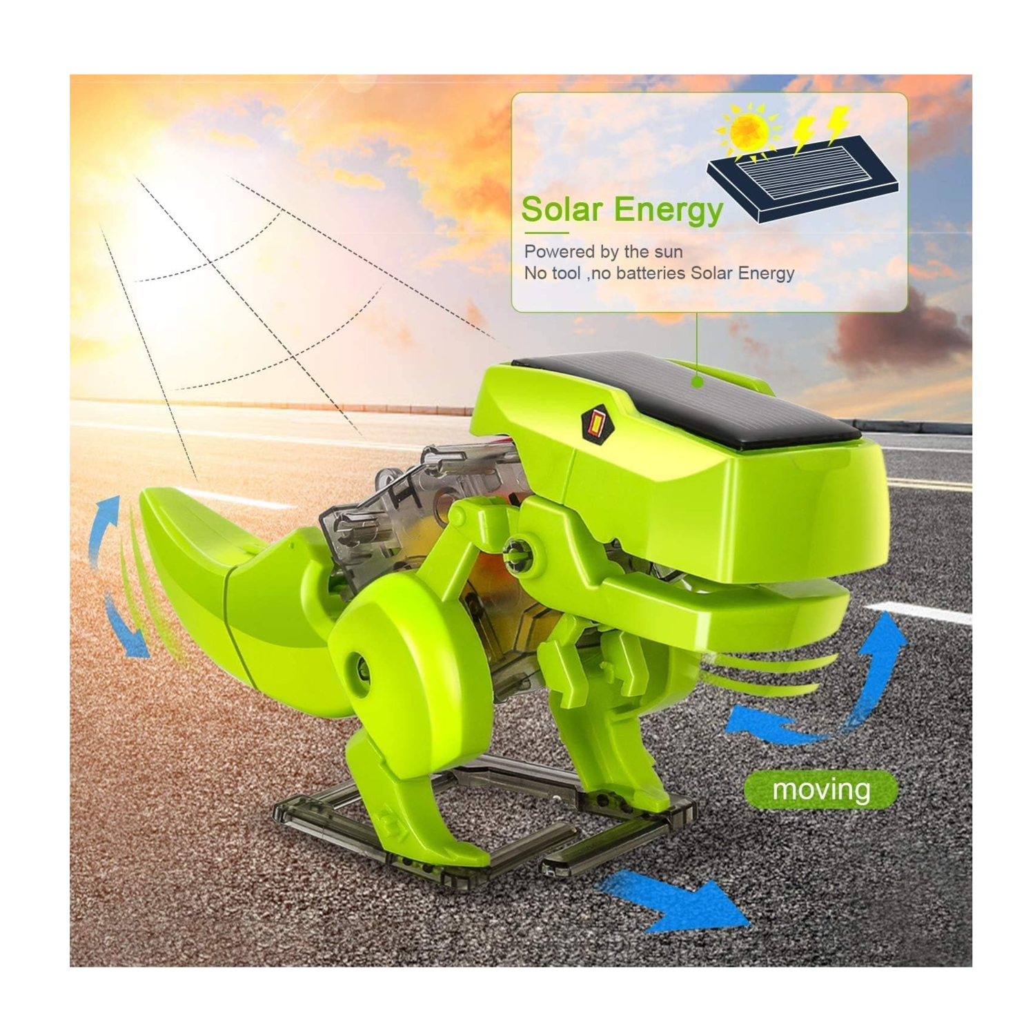 Foto 6 pulgar | Juguete Dinosaurio Robot Solar Verde para Niños
