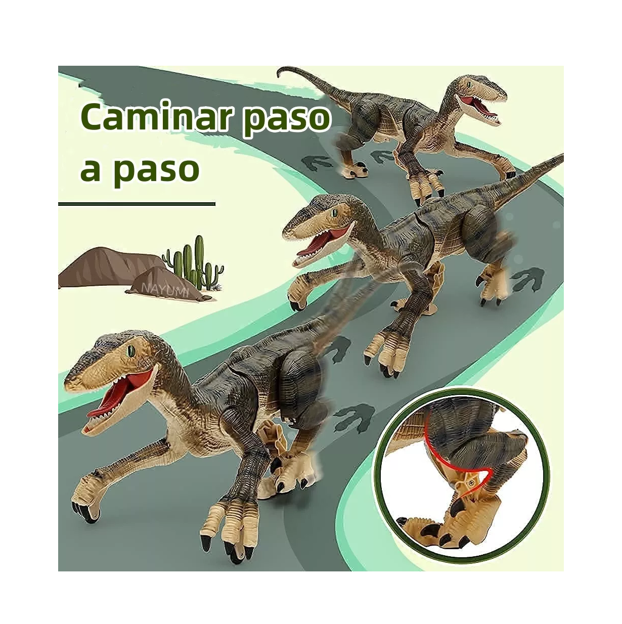 Foto 5 pulgar | Dinosaurio Jurásico Velociraptor a Control Remoto