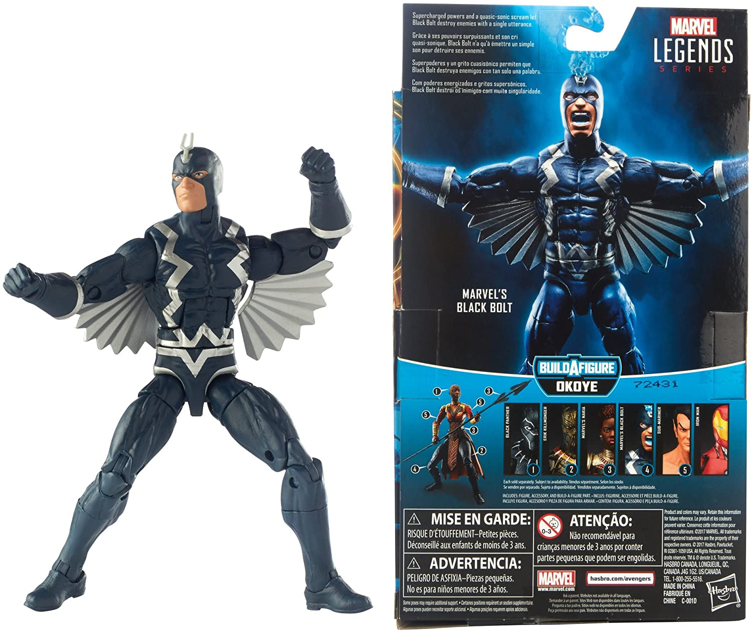 Foto 8 pulgar | Venta Internacional - Figura Marvel E1575 Black Panther Legends Series Black Bolt 6 Pulgadas