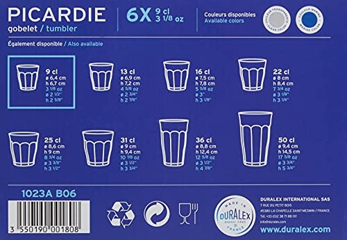Foto 6 pulgar | Juego de 6 vasos Duralex Picardie Clear Made in France 3-1/8 oz