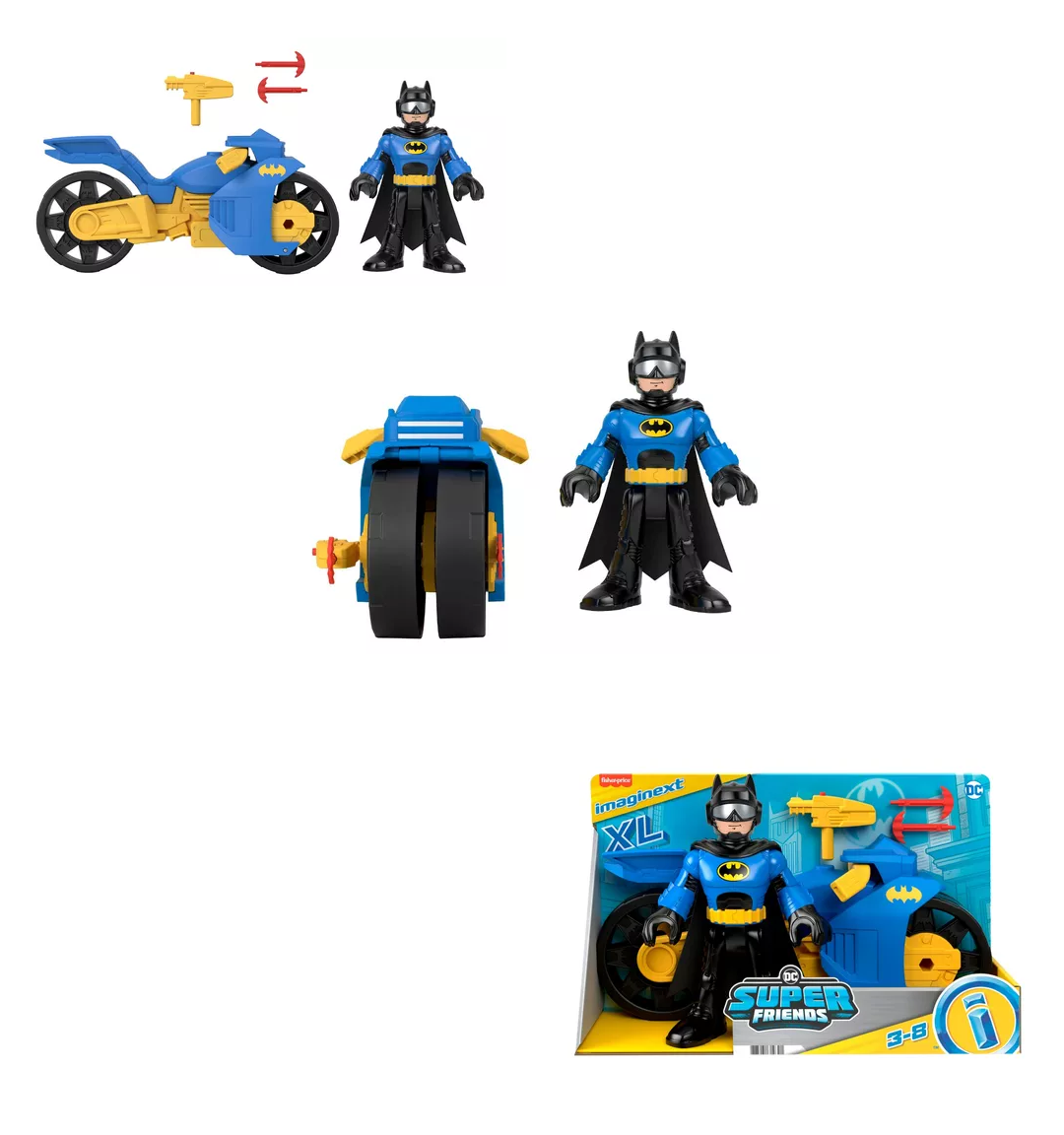 Foto 6 pulgar | Figura Batimoto Imaginext Dc Super Friends Xl Y Batman, Azul