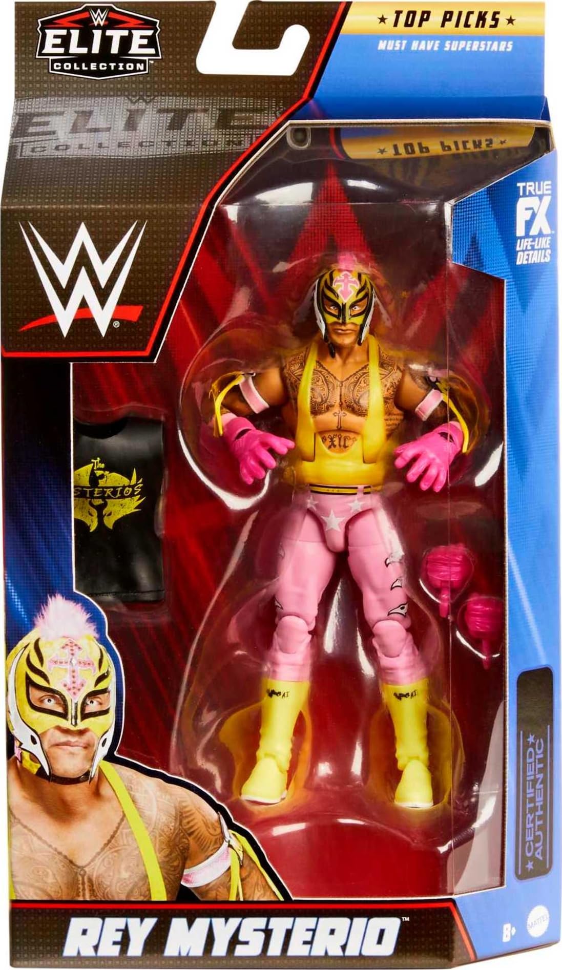Foto 3 pulgar | Figura De Acción Mattel Wwe Top Picks Elite Rey Mysterio 15 Cm - Venta Internacional.