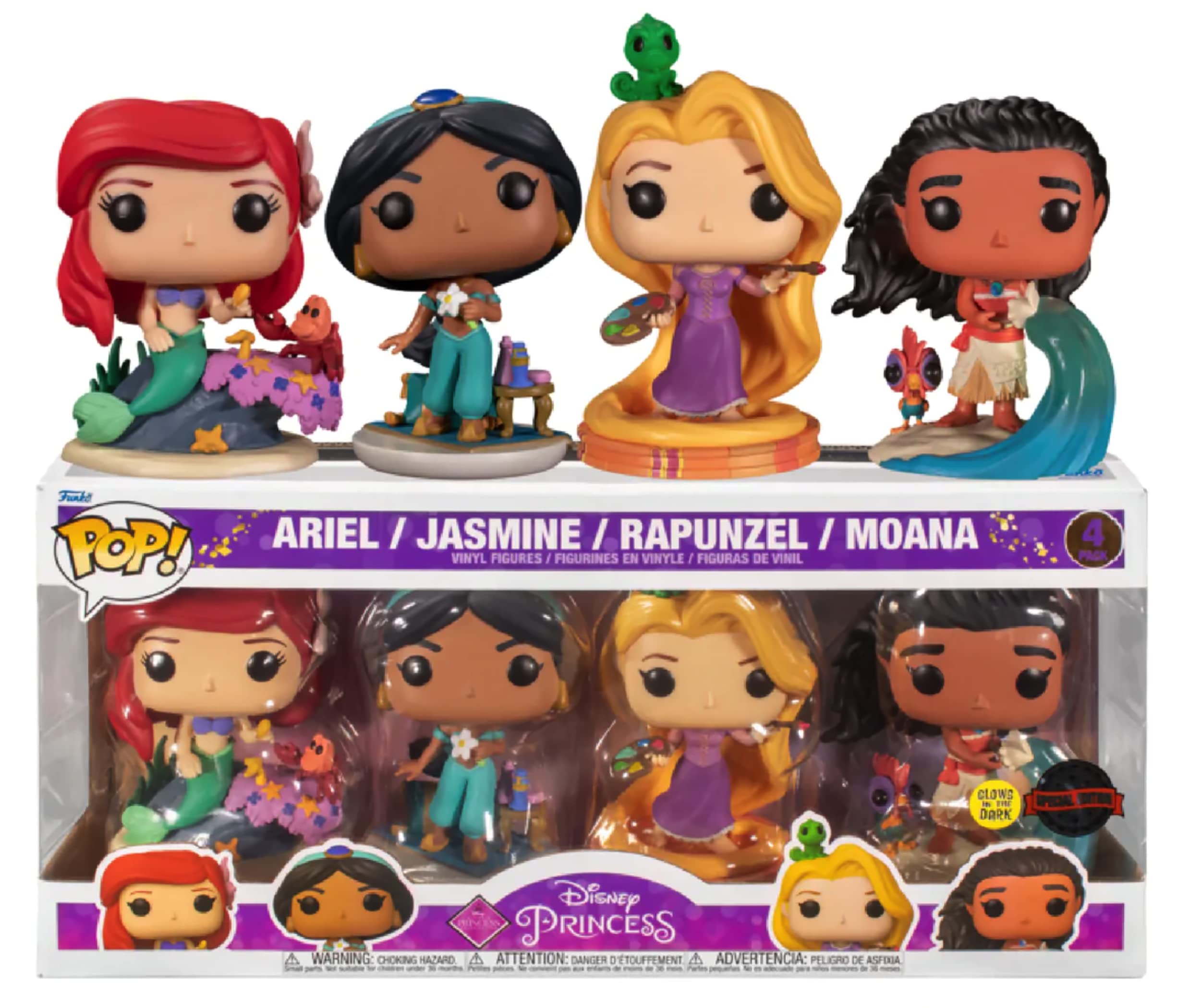 Foto 2 pulgar | Juguete Funko Pop! Paquete De 4 Unidades De Disney Princess Ultimate Princess Glow - Venta Internacional