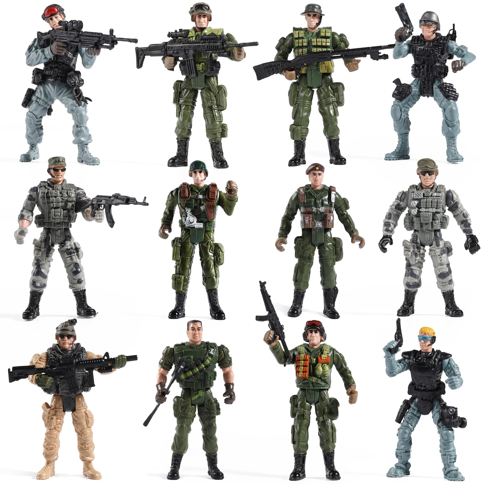 Foto 2 pulgar | Figuras De Acción Toy Soldiers Del Ejército Estadounidense Y Del Equipo Swat, 12 Unidades - Venta Internacional.