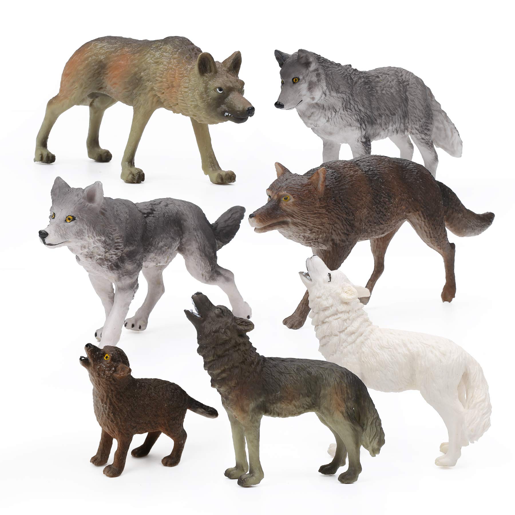 Set De Figuras De Juguete Restcloud Wolf, 7 Piezas, Figuras De Animales Lobo - Venta Internacional.