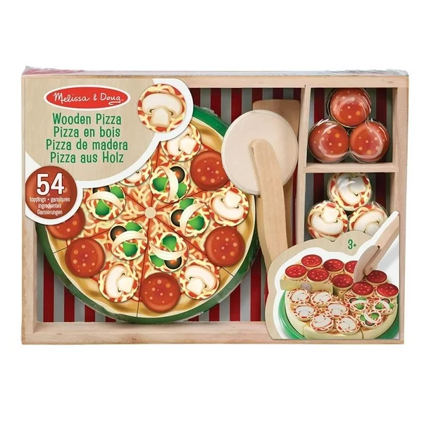 Set de Pizza de Madera para Fiestas Infantiles con 54 Ingredientes - Melissa & Doug