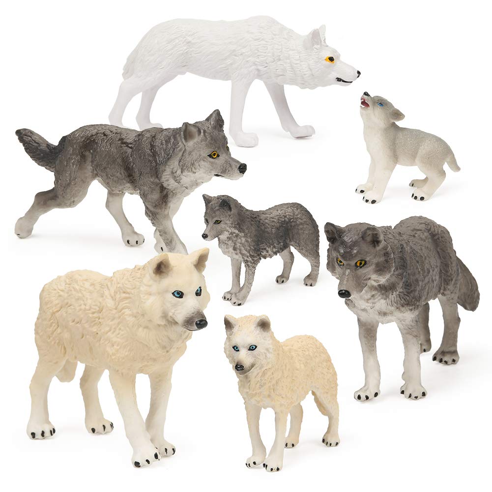 Set De Figuras De Juguete Restcloud Wolf, 7 Piezas, Figuras De Animales Lobo - Venta Internacional.