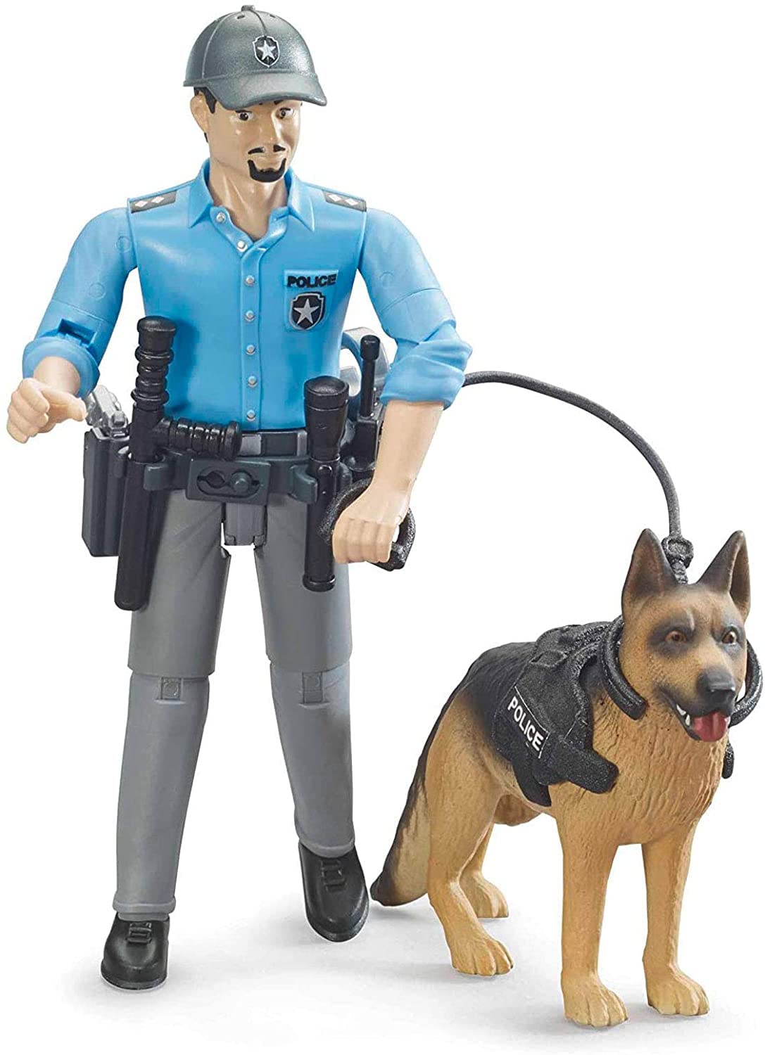 Figura de Acción Bruder Bworld Policeman con Perro 10,9 cm - Venta Internacional