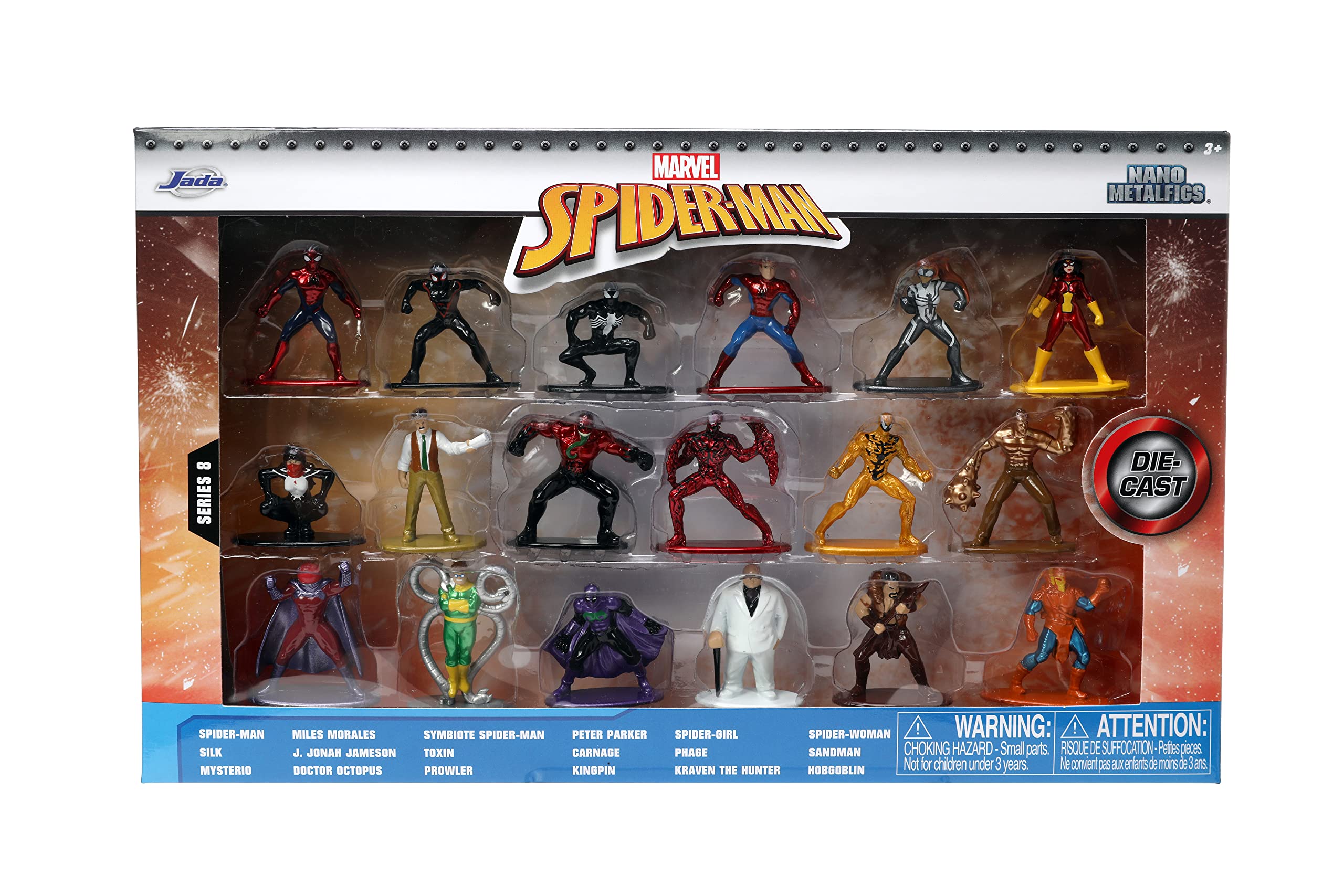 Foto 7 pulgar | Figuras Fundidas a Presión Jada Toys Marvel Spider-Man 18 Unidades Serie 8 - Venta Internacional