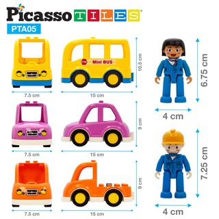 Foto 7 | Juego de Figuras Magnéticas Picassotiles Vehicle And Action, 5 Unidades - Venta Internacional