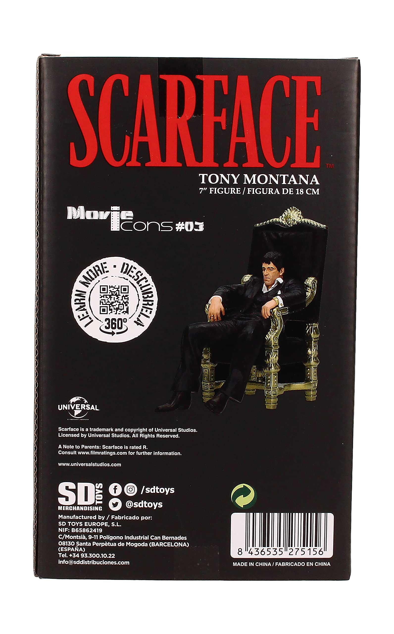 Foto 8 pulgar | Figura de Acción Sd Toys Movie Icons Scarface Tony Montana - Venta Internacional