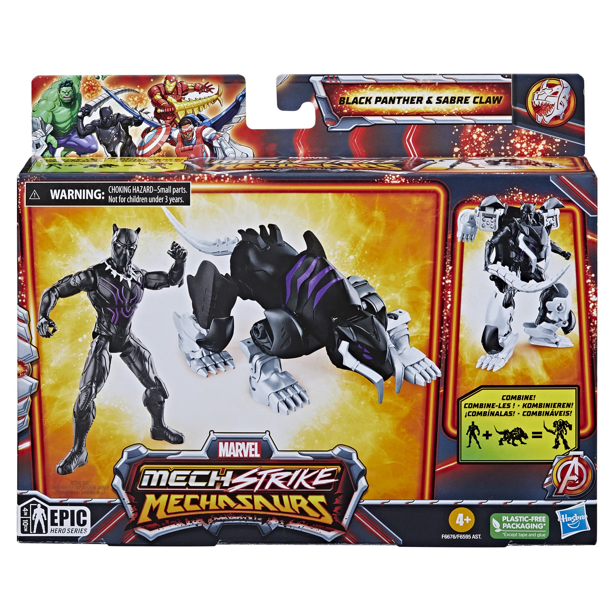 Foto 3 pulgar | Figura de Acción Marvel Mech Strike Mechasaurs Black Panther - Venta Internacional