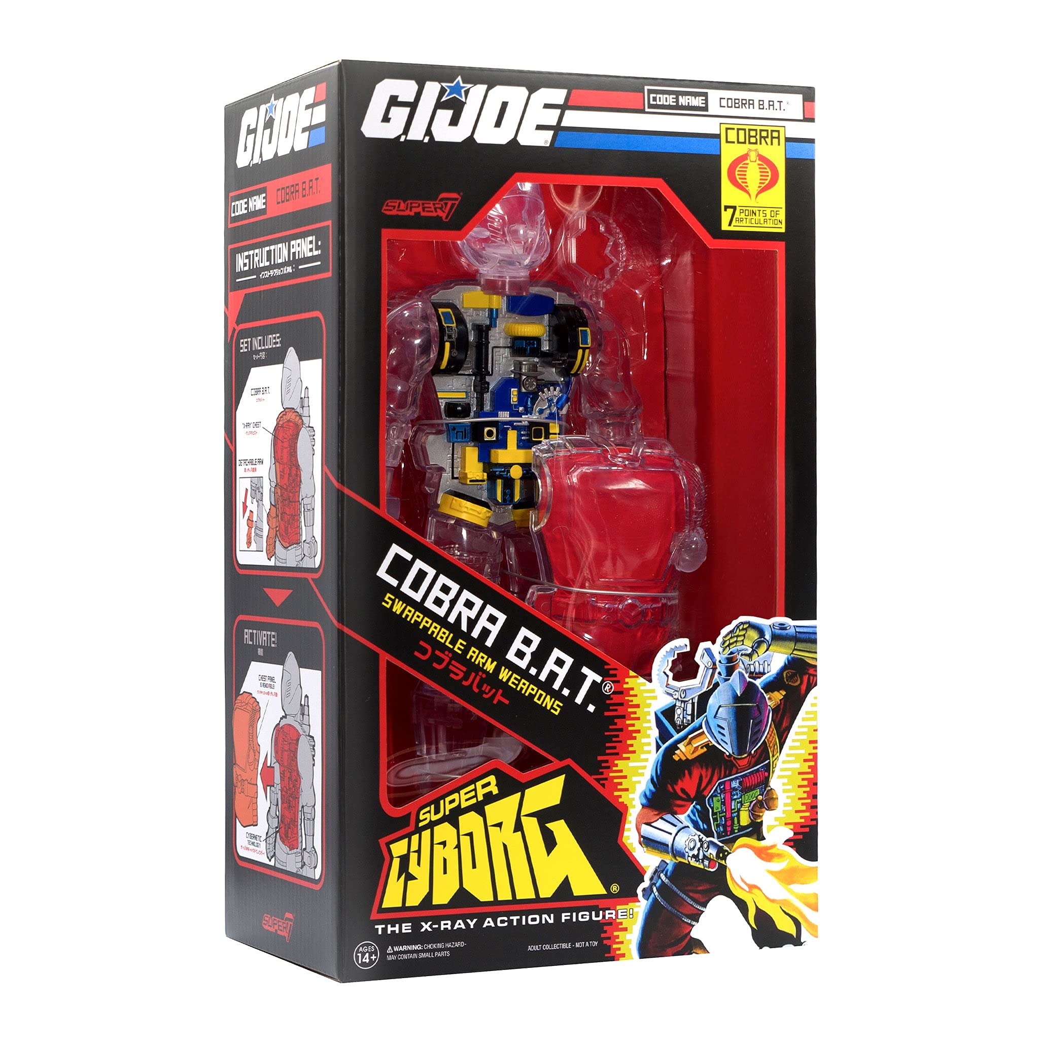 Foto 3 pulgar | Figura de Acción Super7 G.i. Joe Super Cyborg Cobra B.a.t. Clear - Venta Internacional