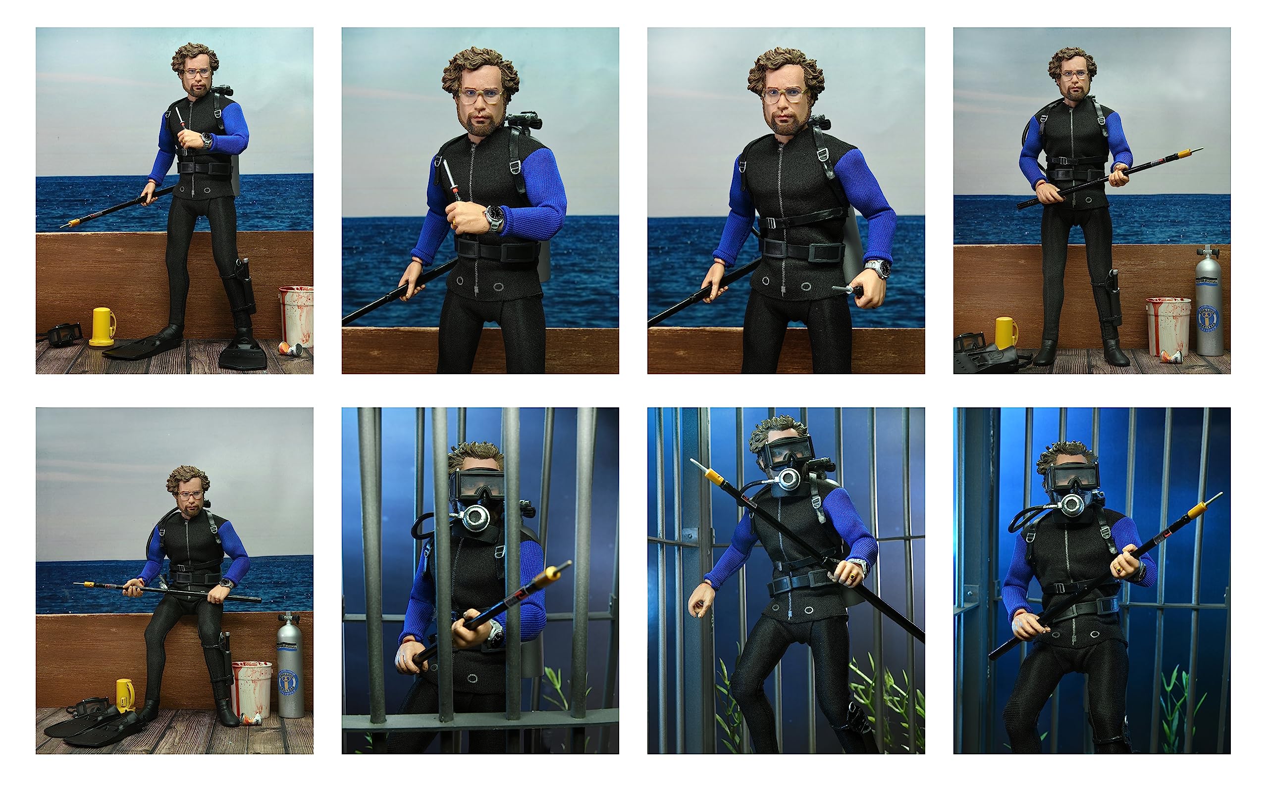 Foto 3 | Figura de Acción Neca Jaws Shark Cage Hooper 20 cm Vestida 8 Pulgadas - Venta Internacional