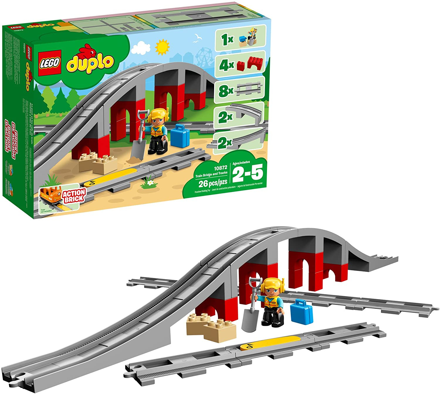 Venta Internacional-  Lego Dulpo 10872 - Eisenbahnbrücke Mit Schienen (26 Teile) - 2018