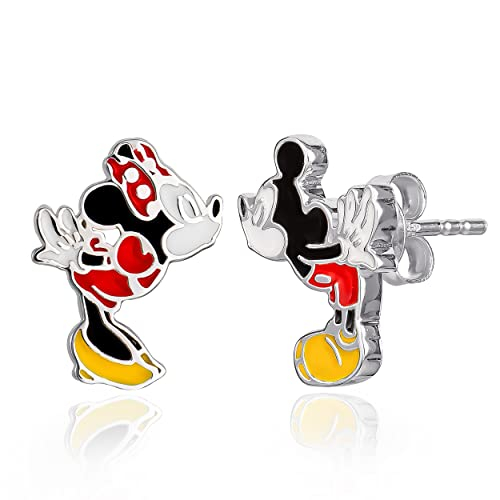 Foto 2 pulgar | Venta Internacional-  Disney Mickey Y Minnie Mouse Sterling Silver Desajustados Kiss Stud Pendientes