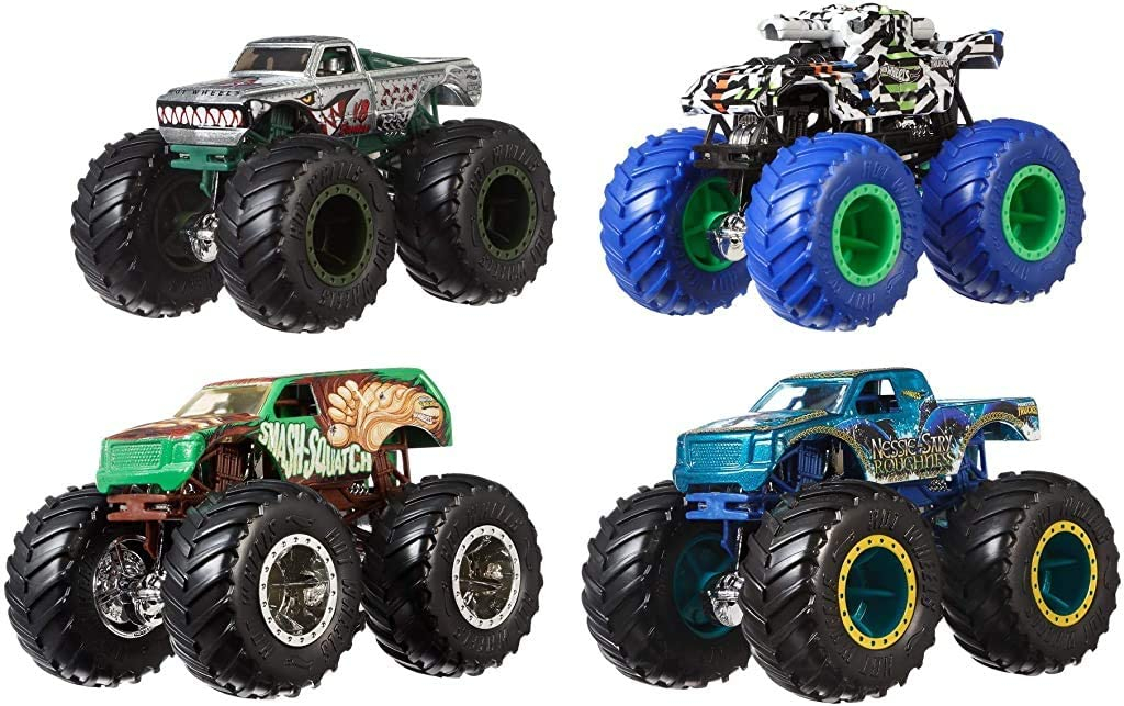 Foto 2 pulgar | Venta Internacional-  Hot Wheels Monster Trucks , Pack De 4 Coches De Juguete Escala 1:64, Modelos Surtidos (mattel Gb