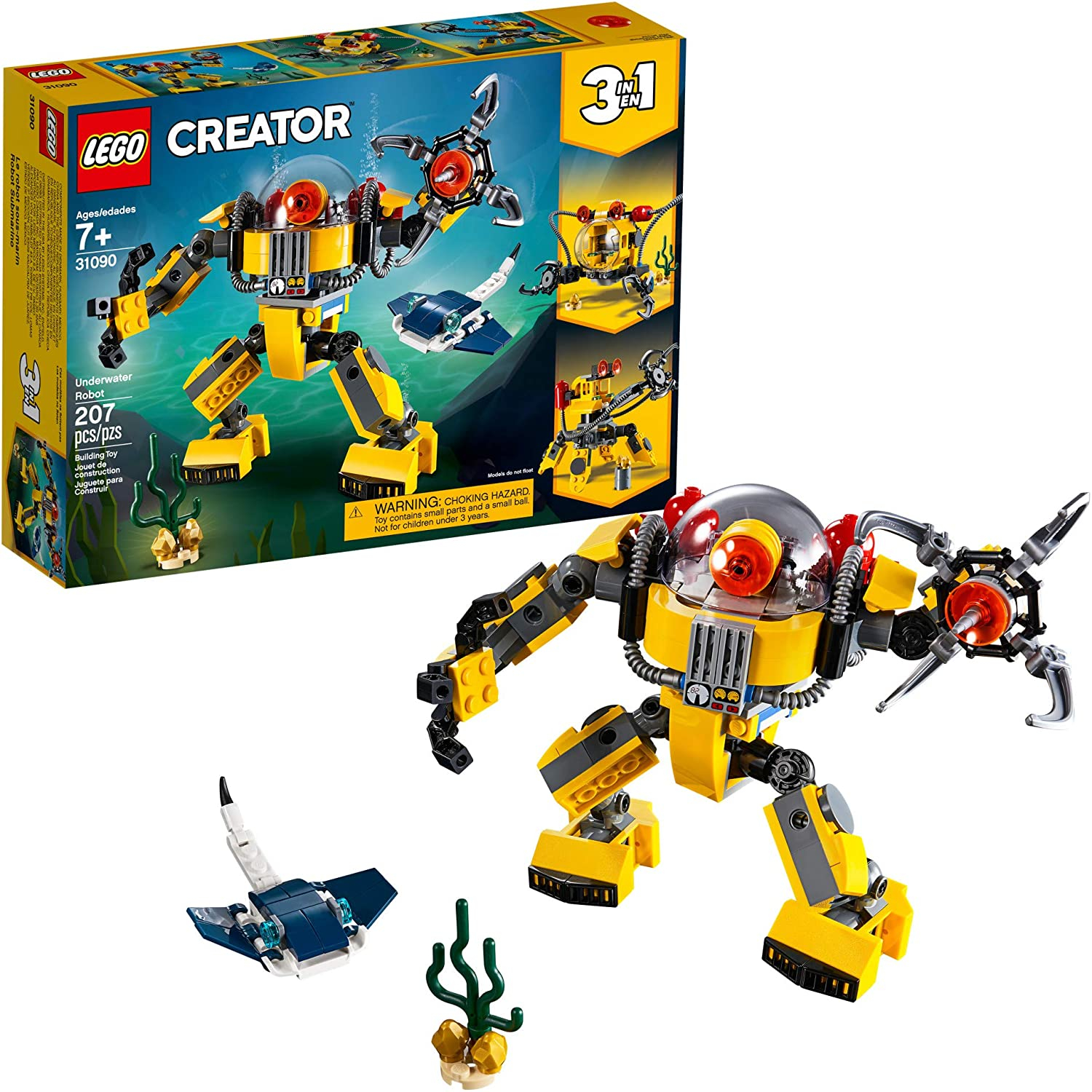 Foto 1 | Venta Internacional-  Kit De Construcción Lego Creator 3en1 (207 Elementos): Robot Submarino (31090)