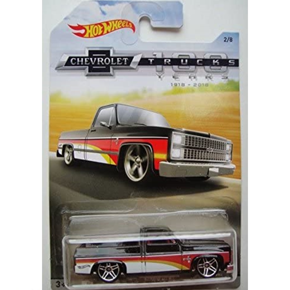 Venta Internacional-  Mattel Hot Wheels Chevrolet Trucks 100 Años, Negro '83 Chevy Silver 2/8