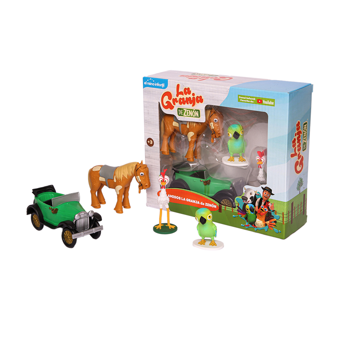 Set de Juegos La Granja de Zenón Auto bochinchero Blister de 4 Figuras Coleccionables