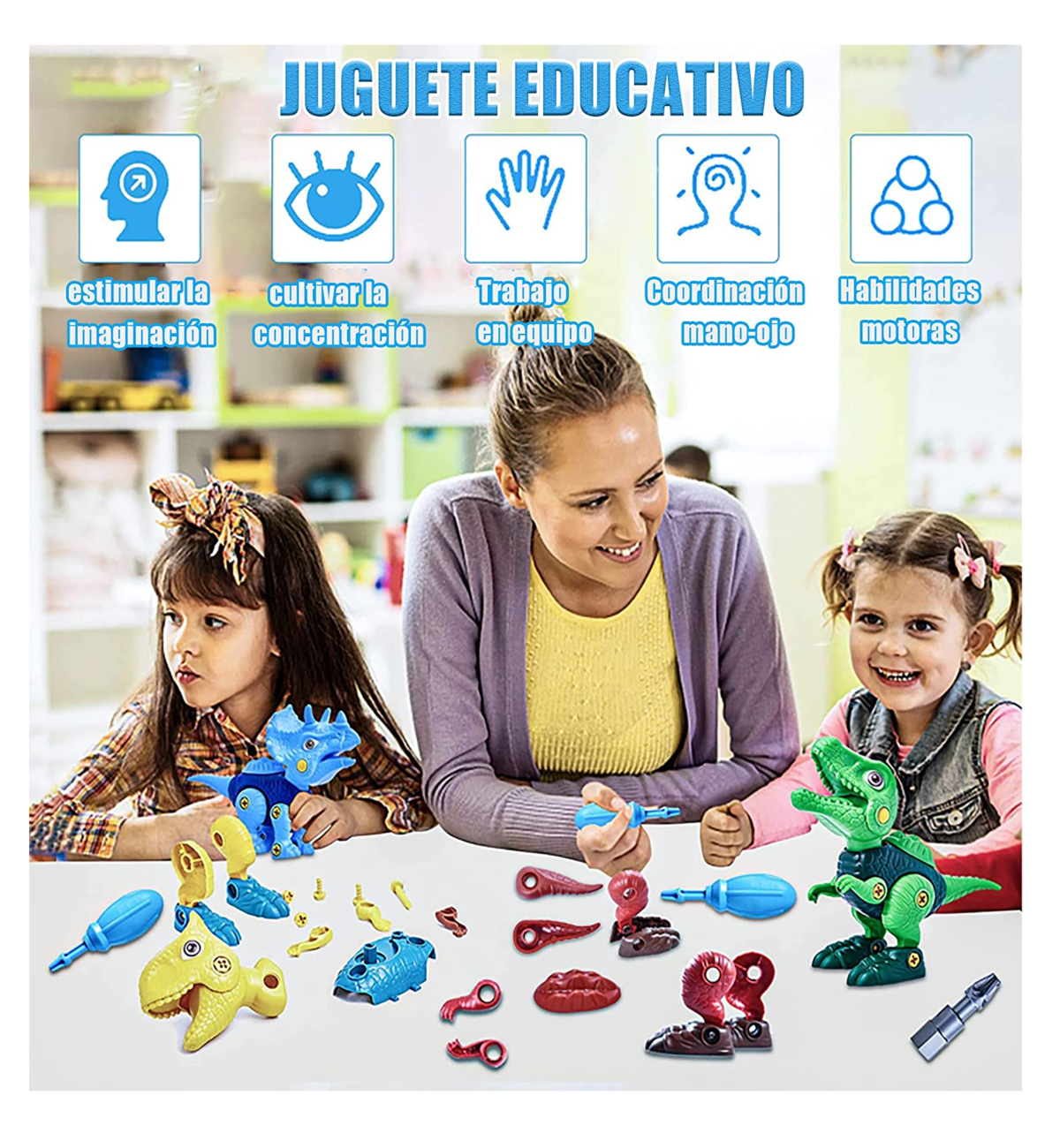 Foto 3 pulgar | Juguete De Dinosaurio Belug para Niños Take Apart con Taladro Eléctrico
