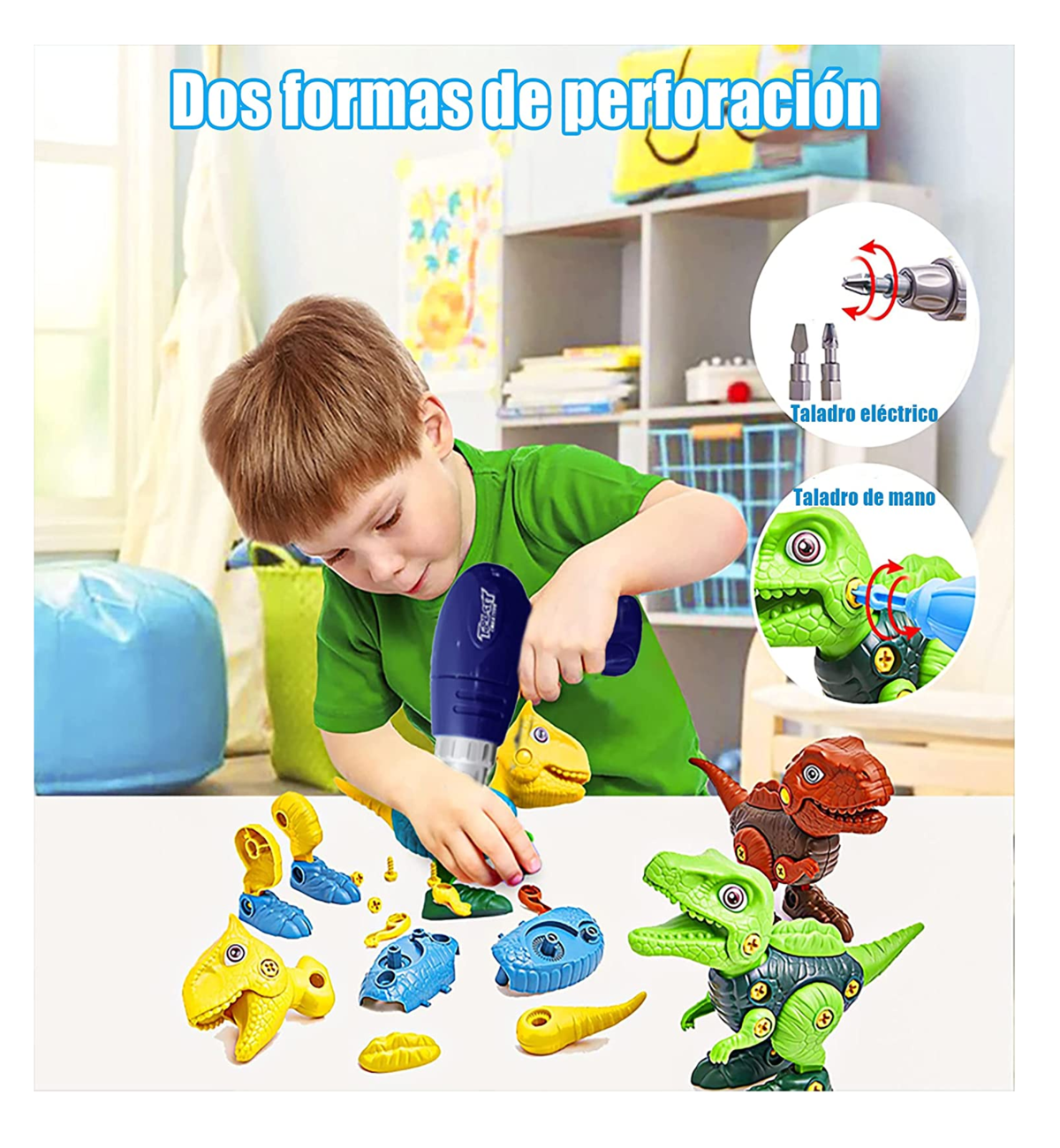 Foto 6 pulgar | Juguete De Dinosaurio Belug para Niños Take Apart con Taladro Eléctrico