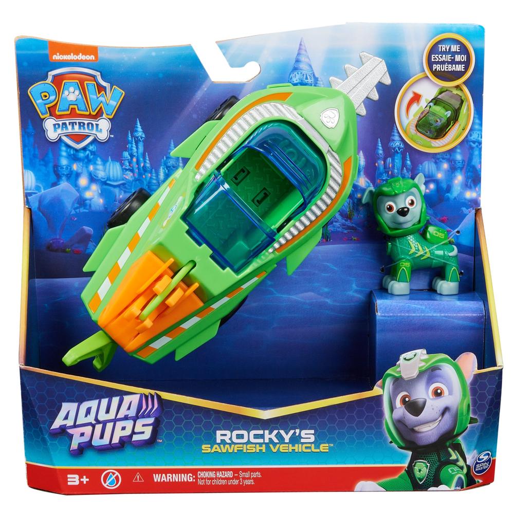 Foto 2 pulgar | Set de Juegos Spin Master Paw Patrol: Aqua Pups Rocky con Vehículo Acuático Pez Sierra