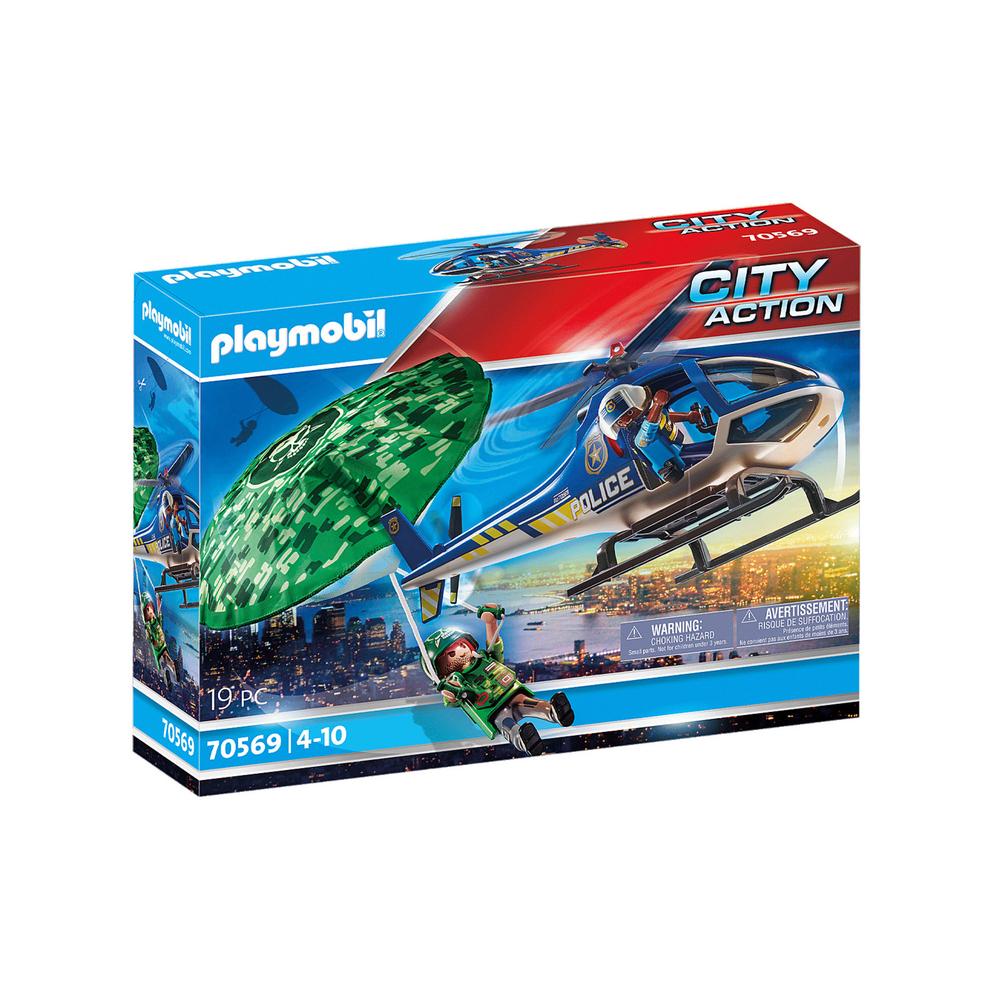 Playmobil City Action: Helicóptero de Policía Persecución En Paracaídas