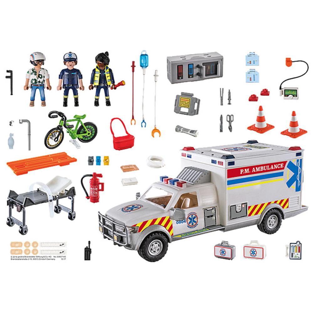 Set Playmobil City Action - Rescue Vehicles: Ambulancia con Luces y Sonido 93 Piezas