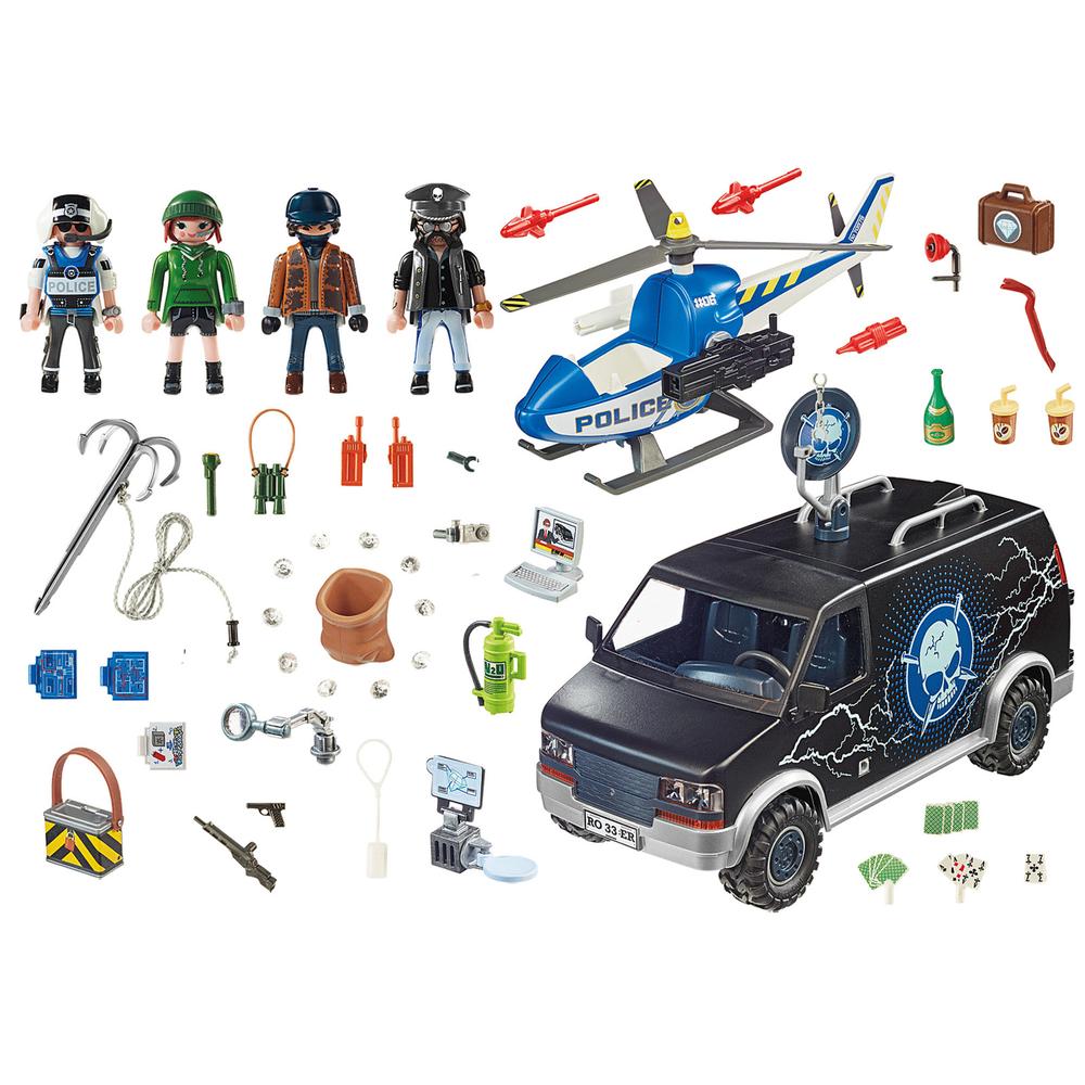 Foto 3 pulgar | Playmobil City Action: Helicóptero De Policía Persecución Del Vehículo Huido