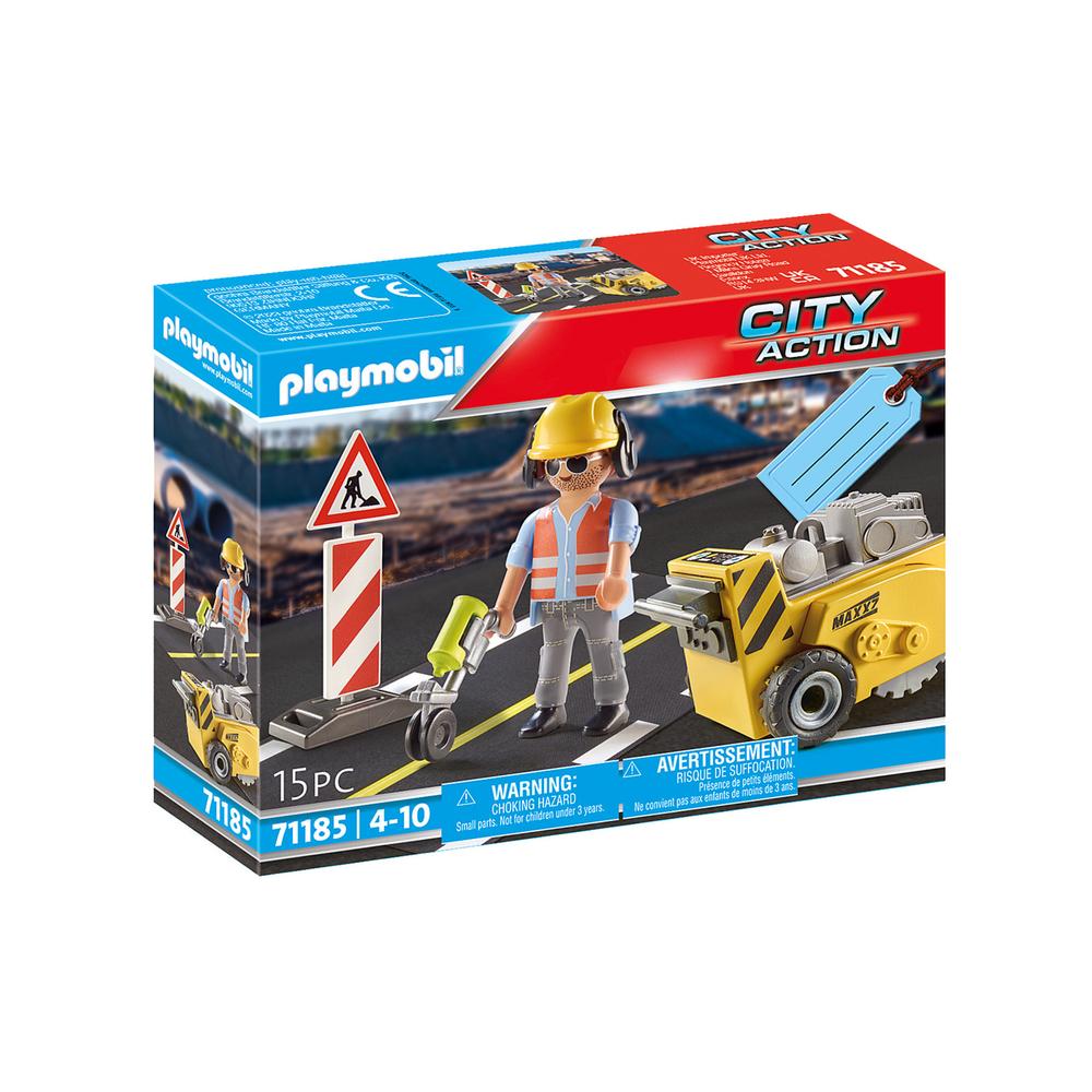 Foto 1 | Playmobil City Action: Trabajador De La Construcción Con Cortador De Bordes
