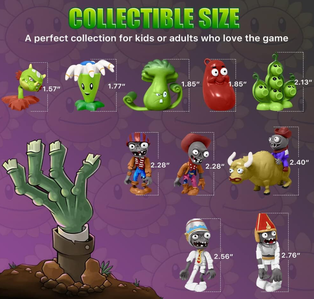 Foto 3 pulgar | Juego de Figuras Plantas vs Zomnbies 10 Piezas