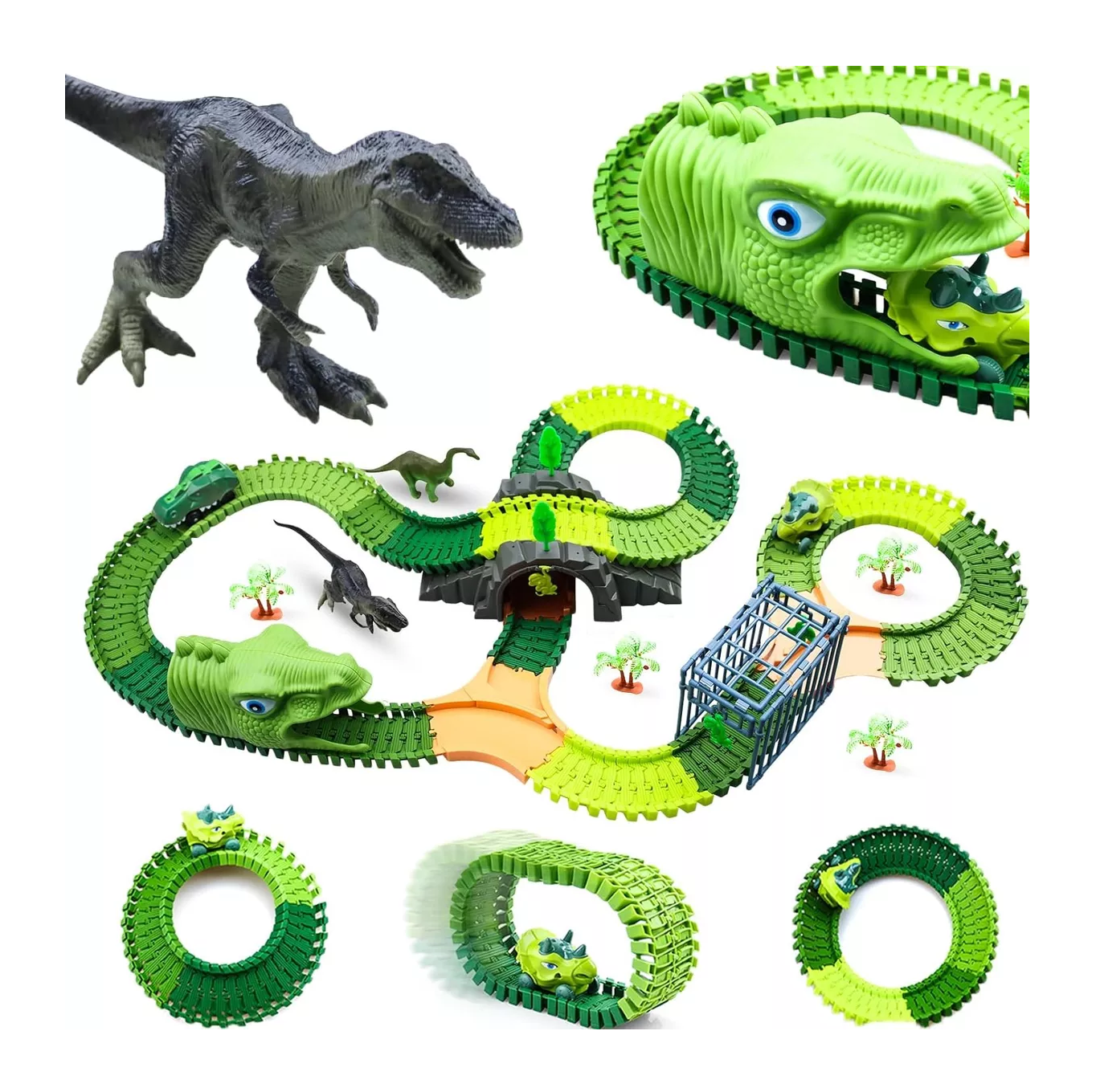 Foto 3 pulgar | Juguetes de Dinosaurios con 2 Coches 221 Piezas
