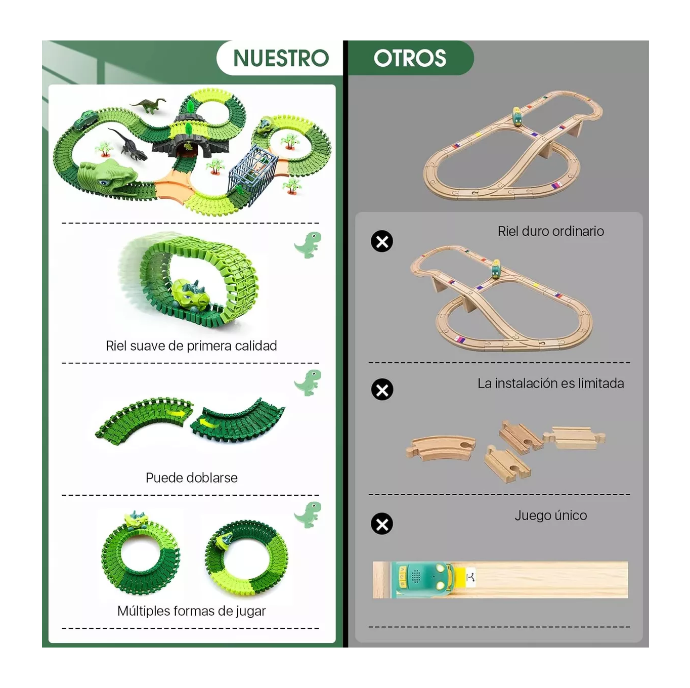 Foto 5 pulgar | Juguetes de Dinosaurios con 2 Coches 221 Piezas
