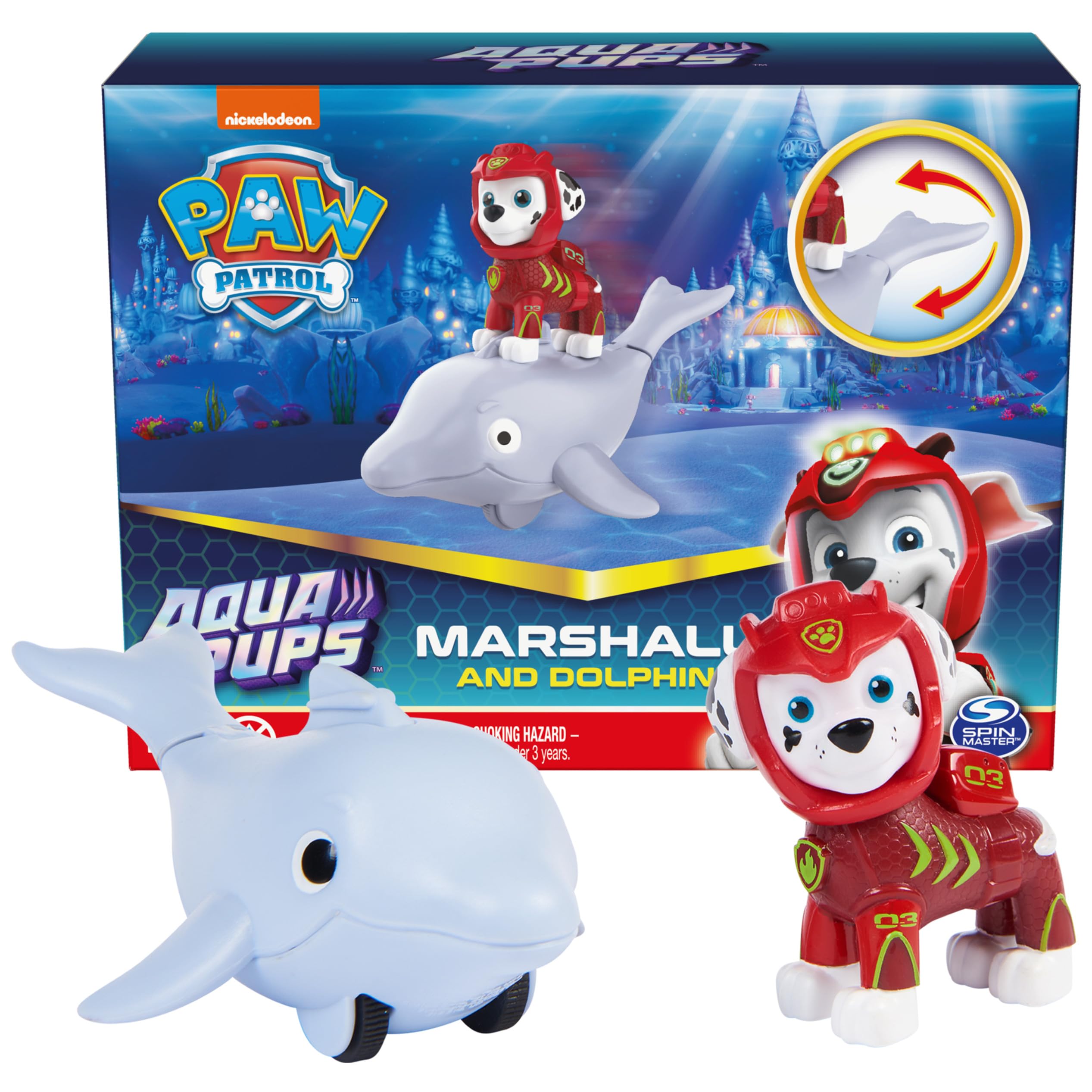 Foto 2 pulgar | Venta Internacional - Figura de Acción Paw Patrol Marshall Aqua Pups con Delfín