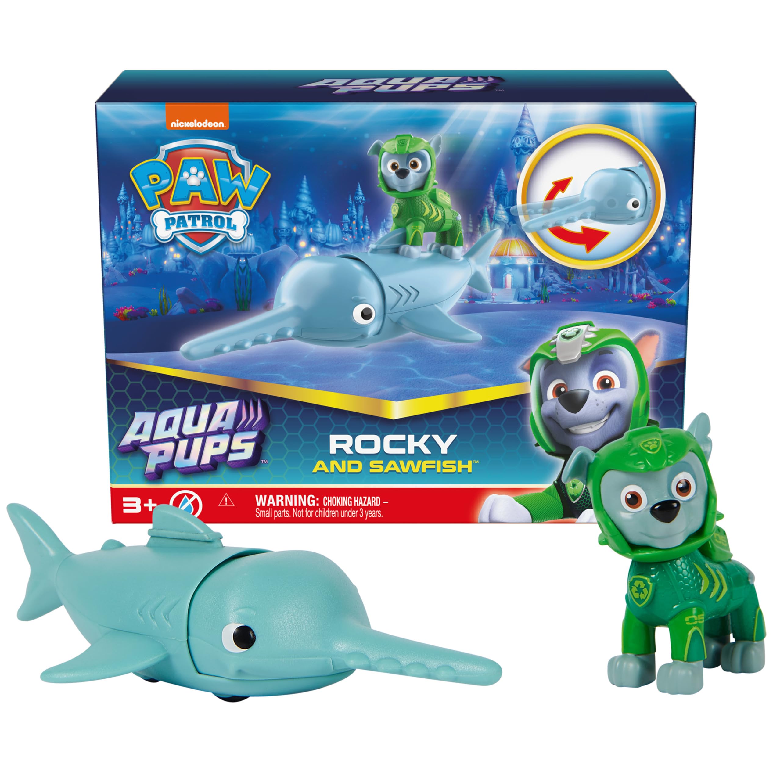 Foto 1 | Rocky con Pez Sierra Figuras de Acción Paw Patrol Aqua Pups - Venta Internacional