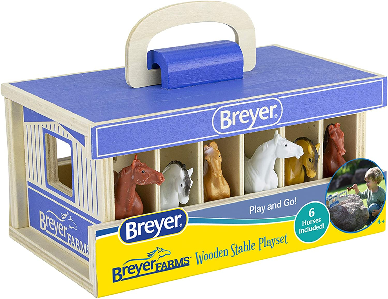 Foto 4 | Venta Internacional - Juego de Establo de Madera Breyer Farms + 6 Caballos