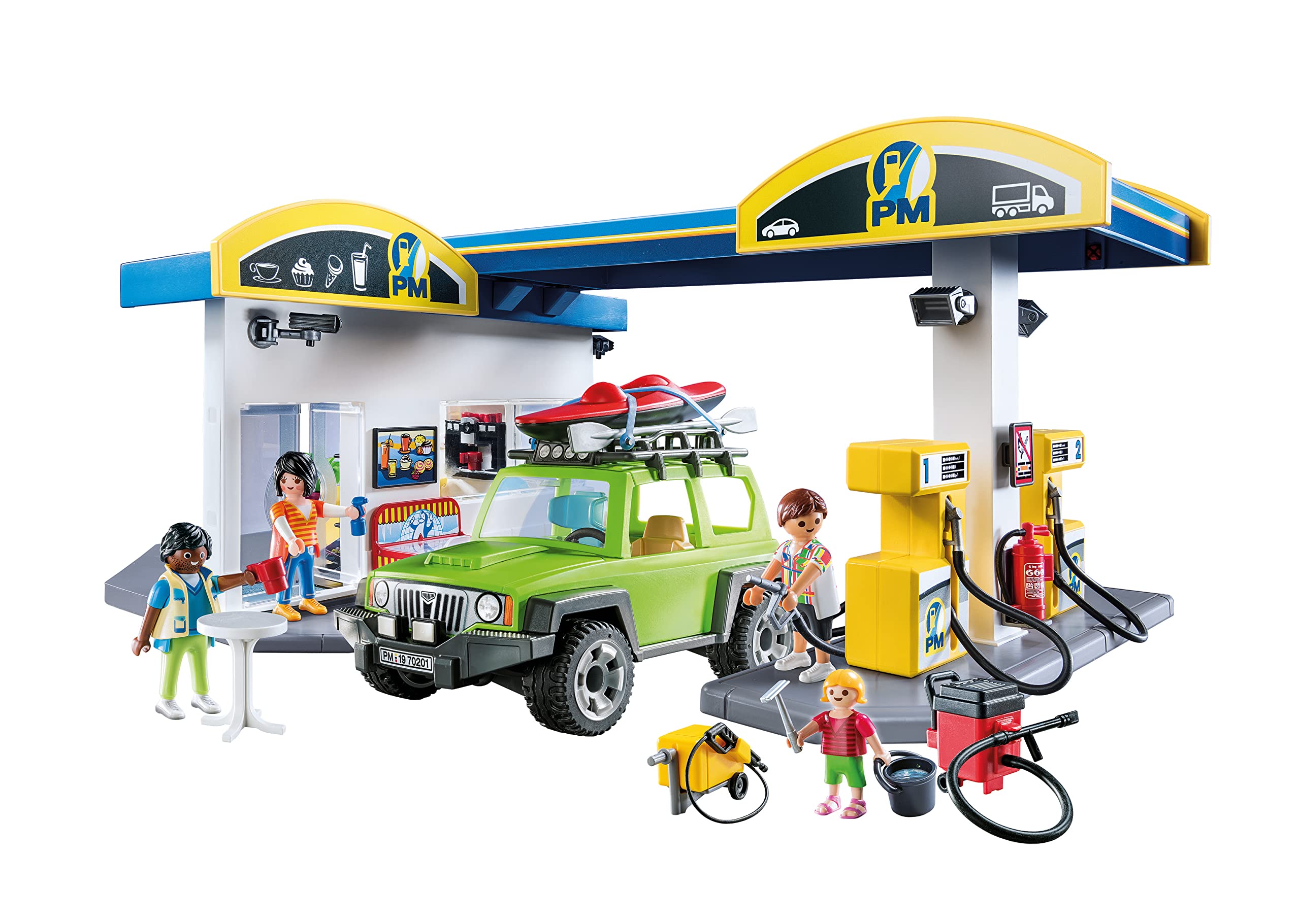 Venta Internacional - Gasolinera Playmobil con Figuras /SUV /Bocadillos y Más