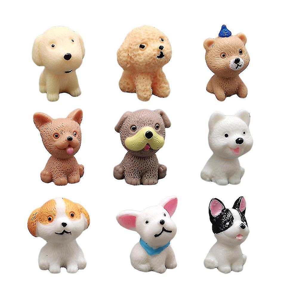 Venta Internacional - Set De Figuras De Perro En Miniatura De Resina, 9 Unidades, Para Decoración