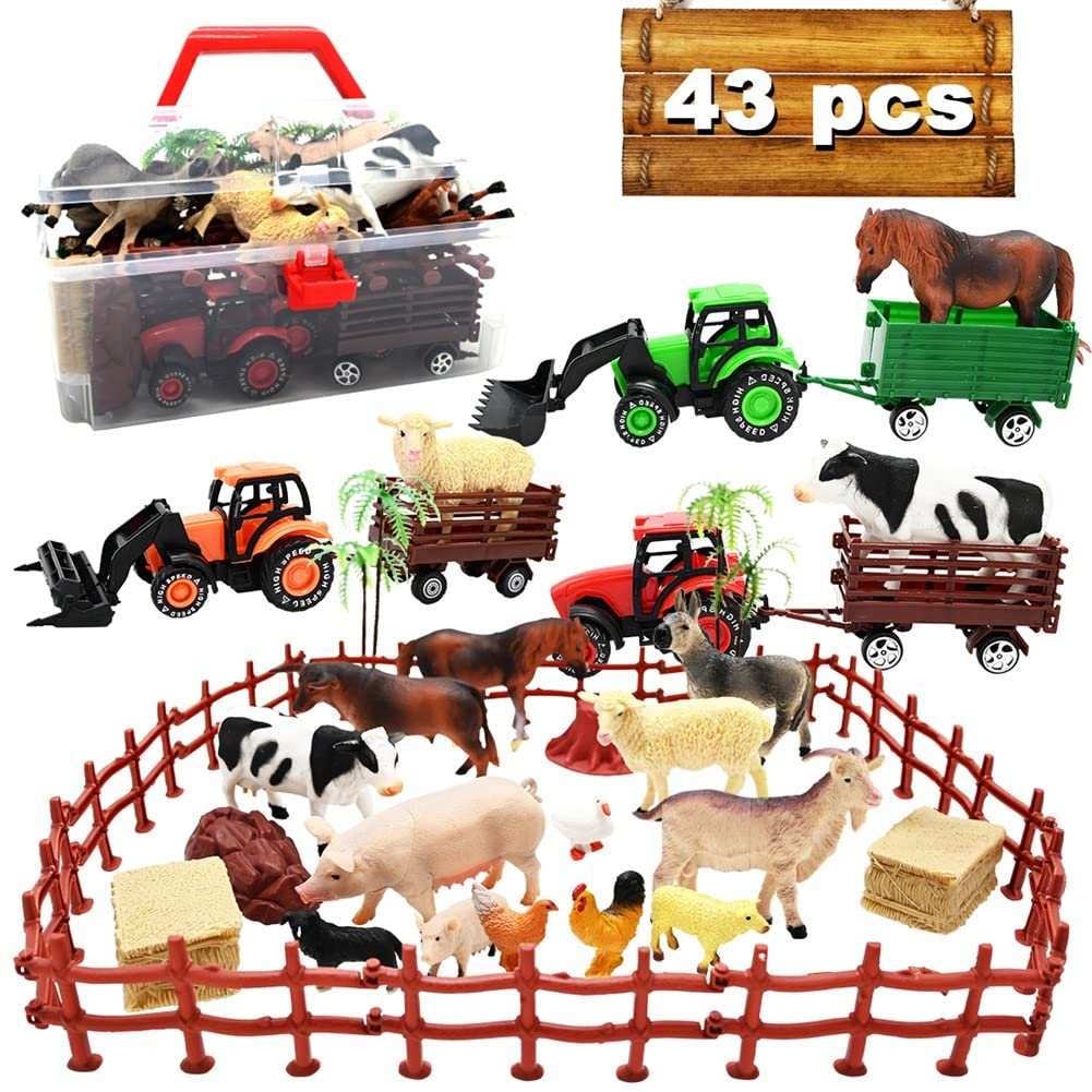 Foto 2 pulgar | Venta Internacional - Set De Juego Farm Toy Tractor Con 40 Animales De Plástico De 3 A 12 Años