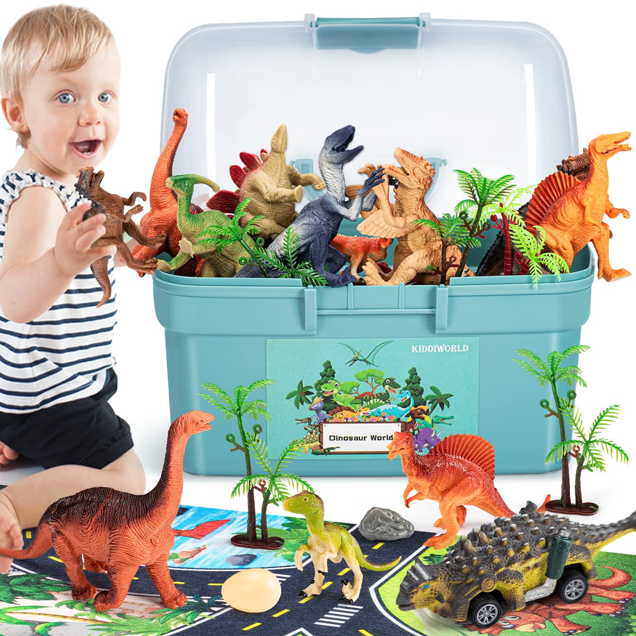 Venta Internacional - Figuras De Dinosaurios Kiddiworld De Dinosaur Toys Con Tapete De Juego $1,059